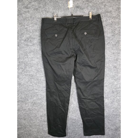 Perk Pants Mens 35x30 Black Slim Fit Stretch Casual Chino Trousers Modern - Picture 2 of 8